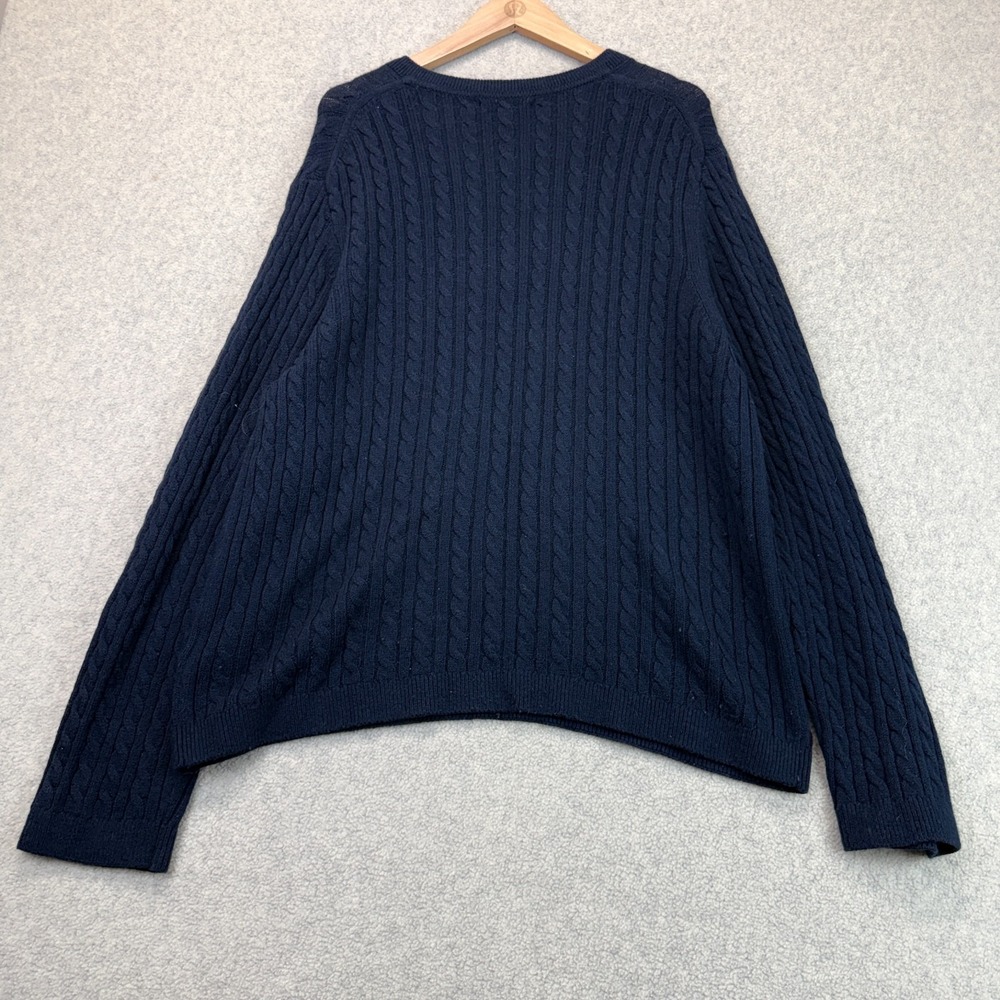 Tommy Hilfiger Women Cable Knit Pullover Sweater Masters Navy Ribbed V-Neck XL - Picture 4 of 7